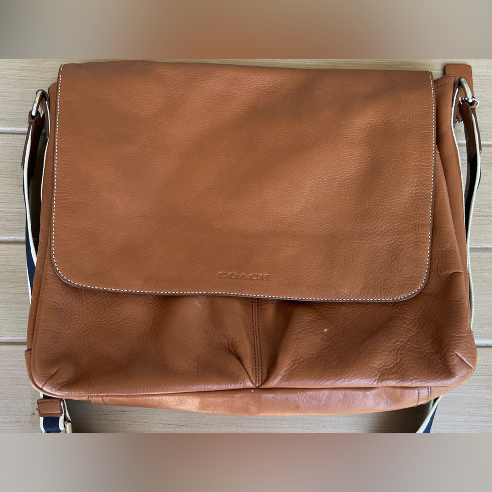 Coach Heritage Web Messenger Brown Leather Adjustable Strap Bag - Picture 2 of 16